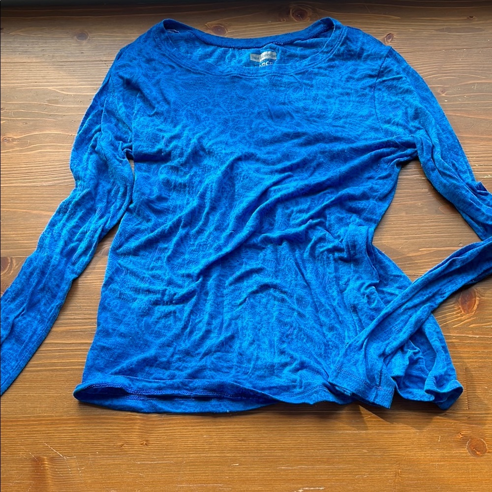 Women's Blue Patterned Long Sleeve Top